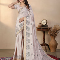 Apricot Khadi Saree with Blouse for Premium Ethnic and Designer Wear | ALL-APRICOT-424