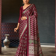 Ajrakh Japan Satin Saree with Blouse for Premium Ethnic Wear | ALL-AJRAKH VOL-3