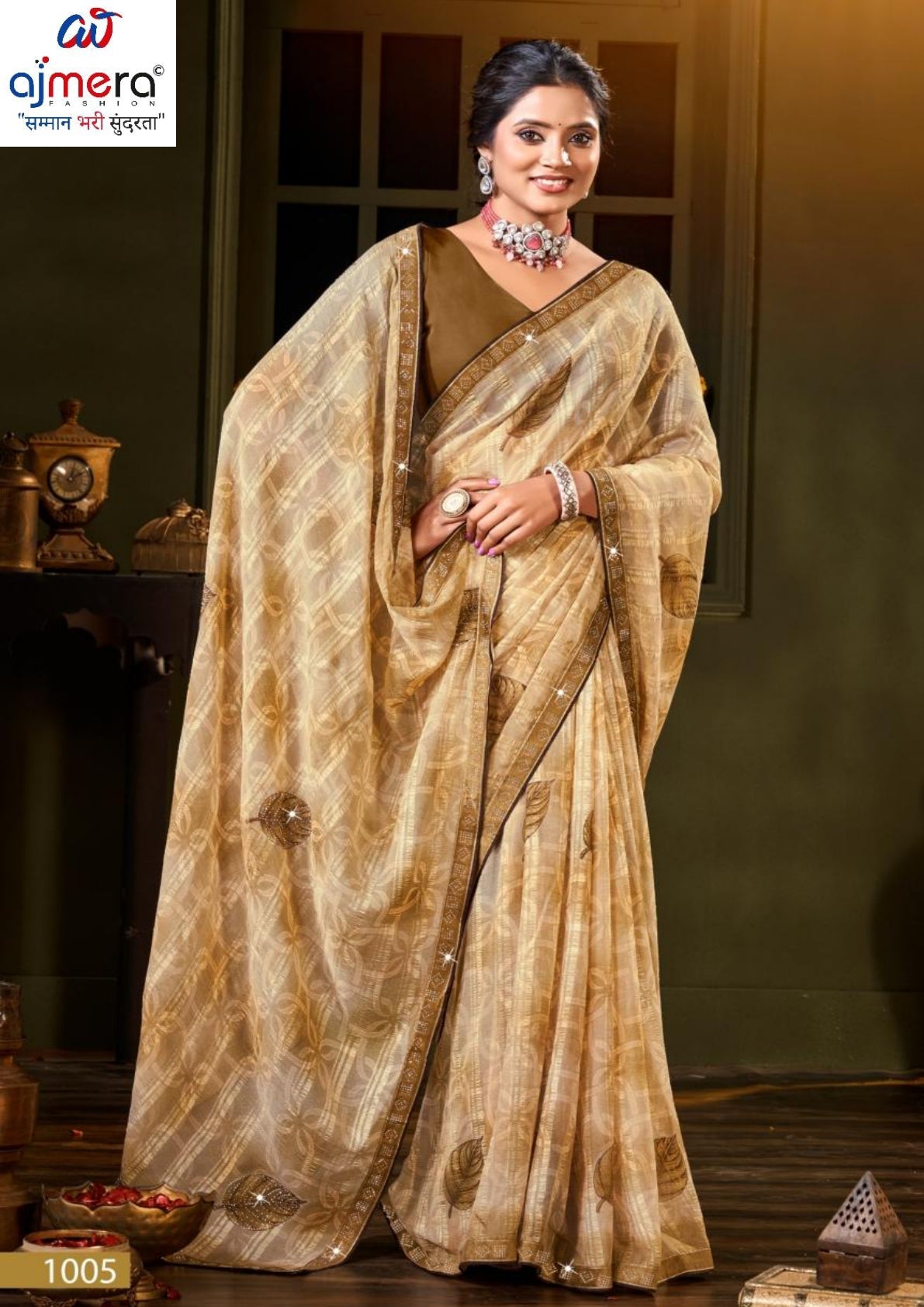 Contemporary Printed Saree with Blouse Piece for Premium Wear | PRM-PAN MASALA