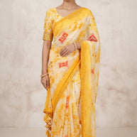 Weightless Print Loose Saree with Blouse for Premium Ethnic and Traditional Wear | BMS-BLUE STONE