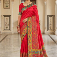Loom Crafted Jacquard Silk Saree With Blouse Piece | WSO-GOLDEN VEIL