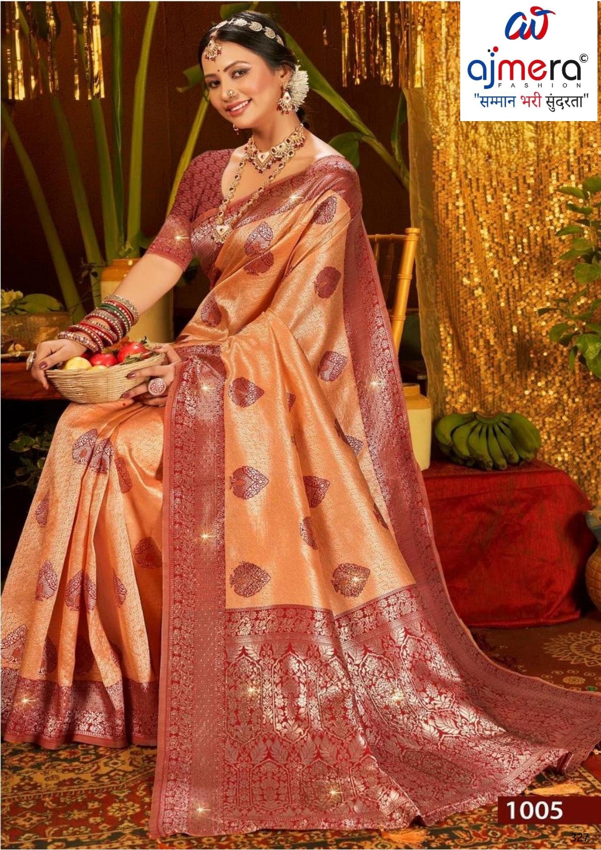Premium Jacquard Silk Saree with Matching Blouse Piece for Ethnic Celebrations | SOJ-KUSHAL MANGAL