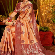 Premium Jacquard Silk Saree with Matching Blouse Piece for Ethnic Celebrations | SOJ-KUSHAL MANGAL