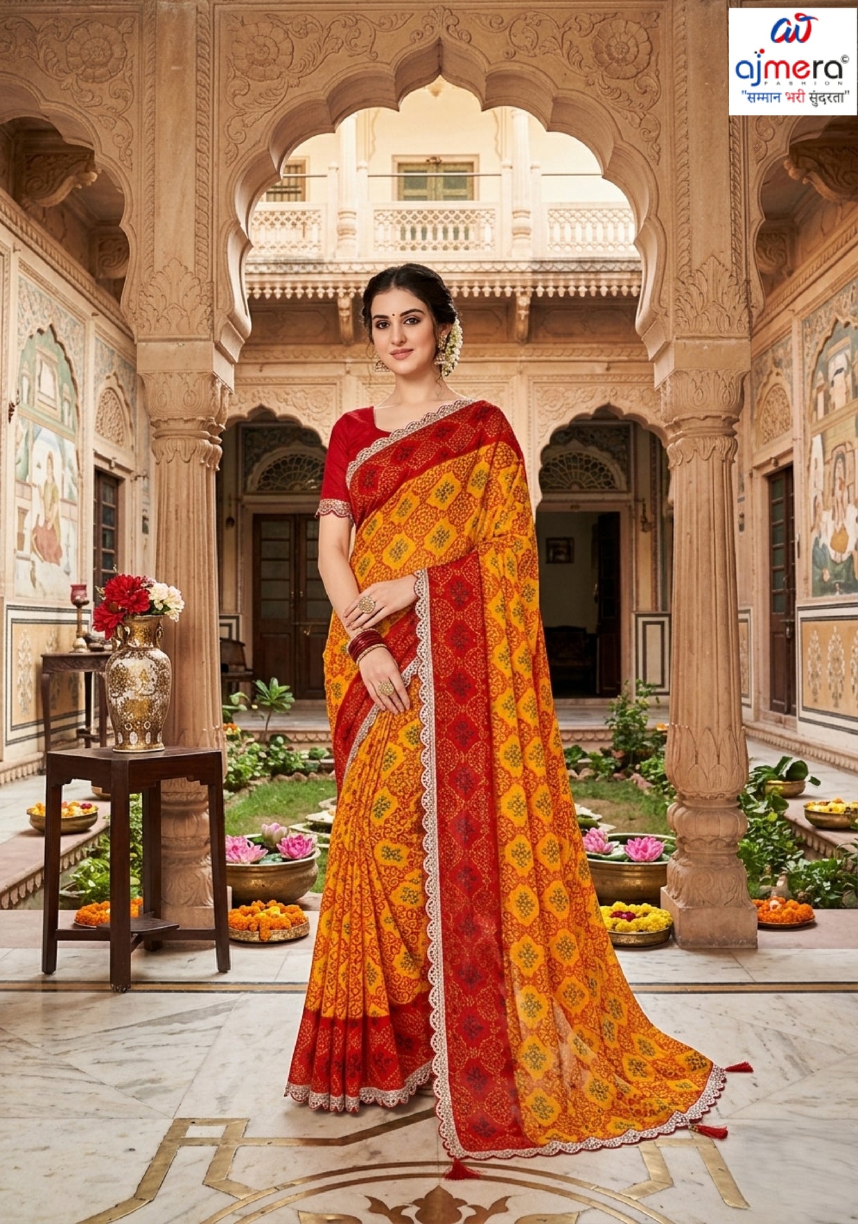 Elegant Printed Saree with Designer Blouse Piece for Festive Wear | JS-KESAR