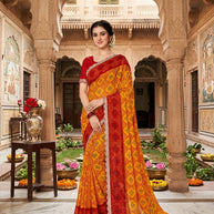 Elegant Printed Saree with Designer Blouse Piece for Festive Wear | JS-KESAR