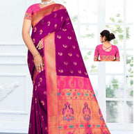 Designer Jacquard Silk Saree with Blouse Piece for Traditional Occasions | VDX-KUBER PAITHANI