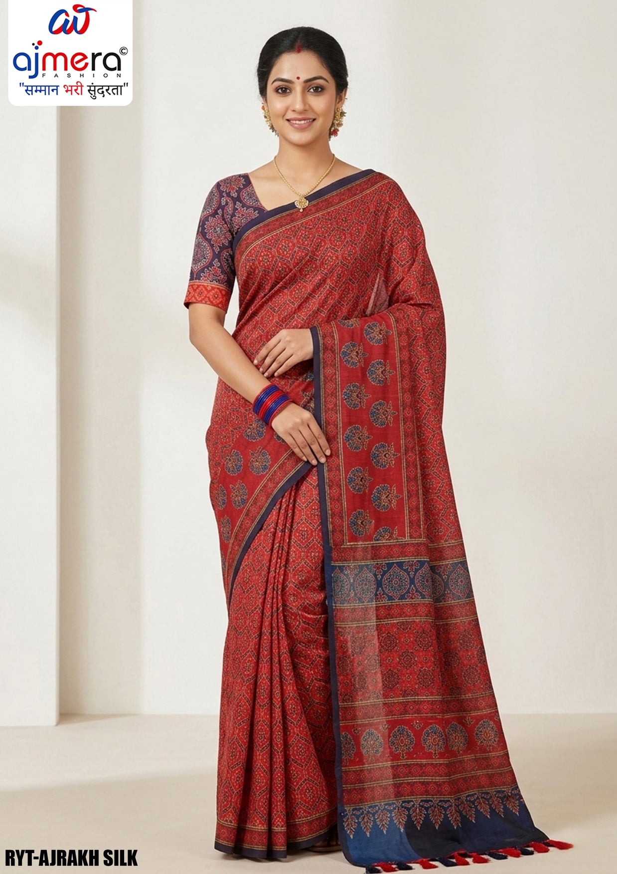 Digital Printed Saree with Blouse Piece for Premium Ethnic and Traditional Wear | RYT-AJRAKH SILK
