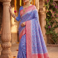 Elegant Jacquard Silk Saree with Designer Blouse Piece for Festive Elegance | DOF-DOLA SHADED