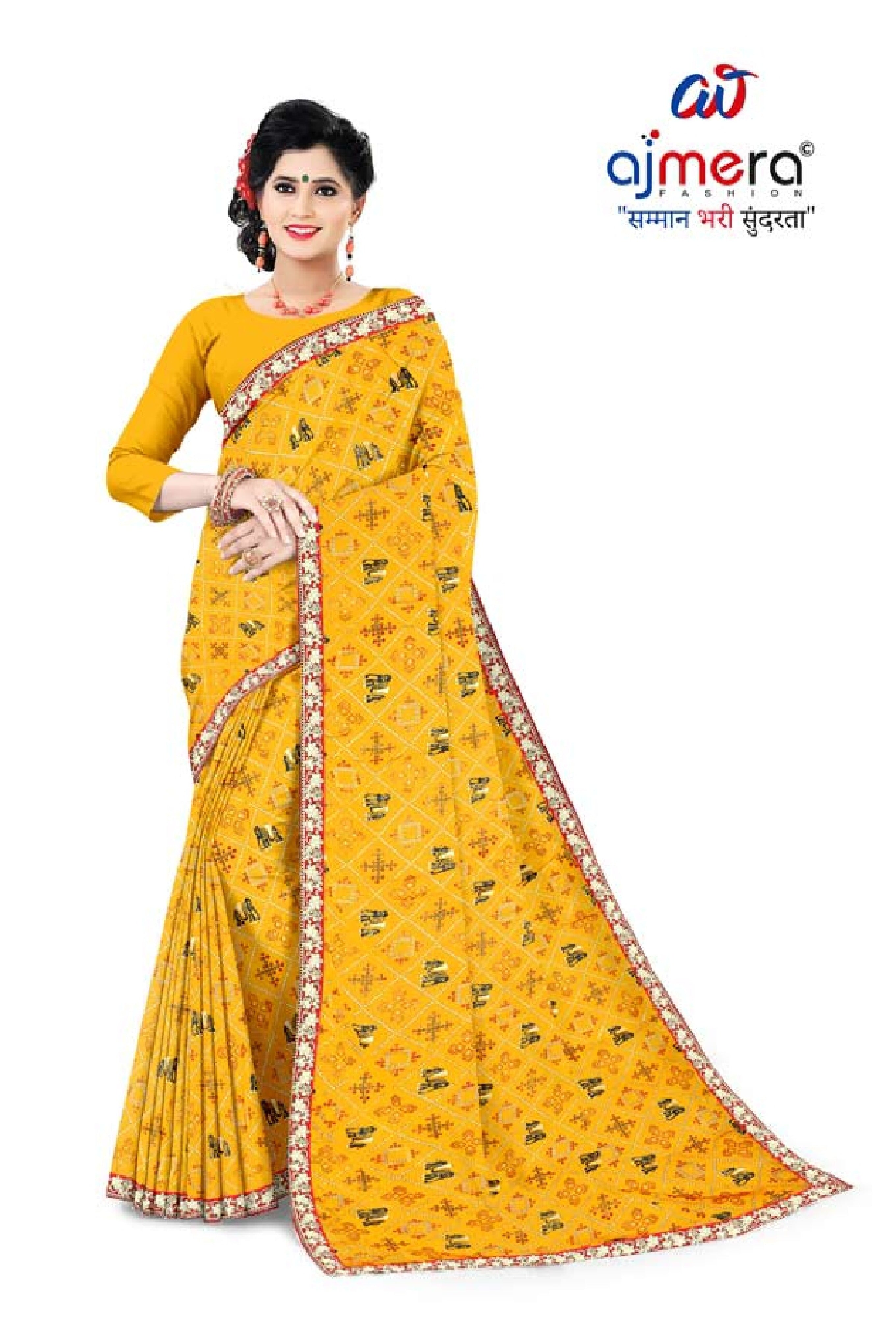 Chiffon Print Loose Saree with Blouse for Premium Ethnic and Traditional Wear | TD-SWEET LADY