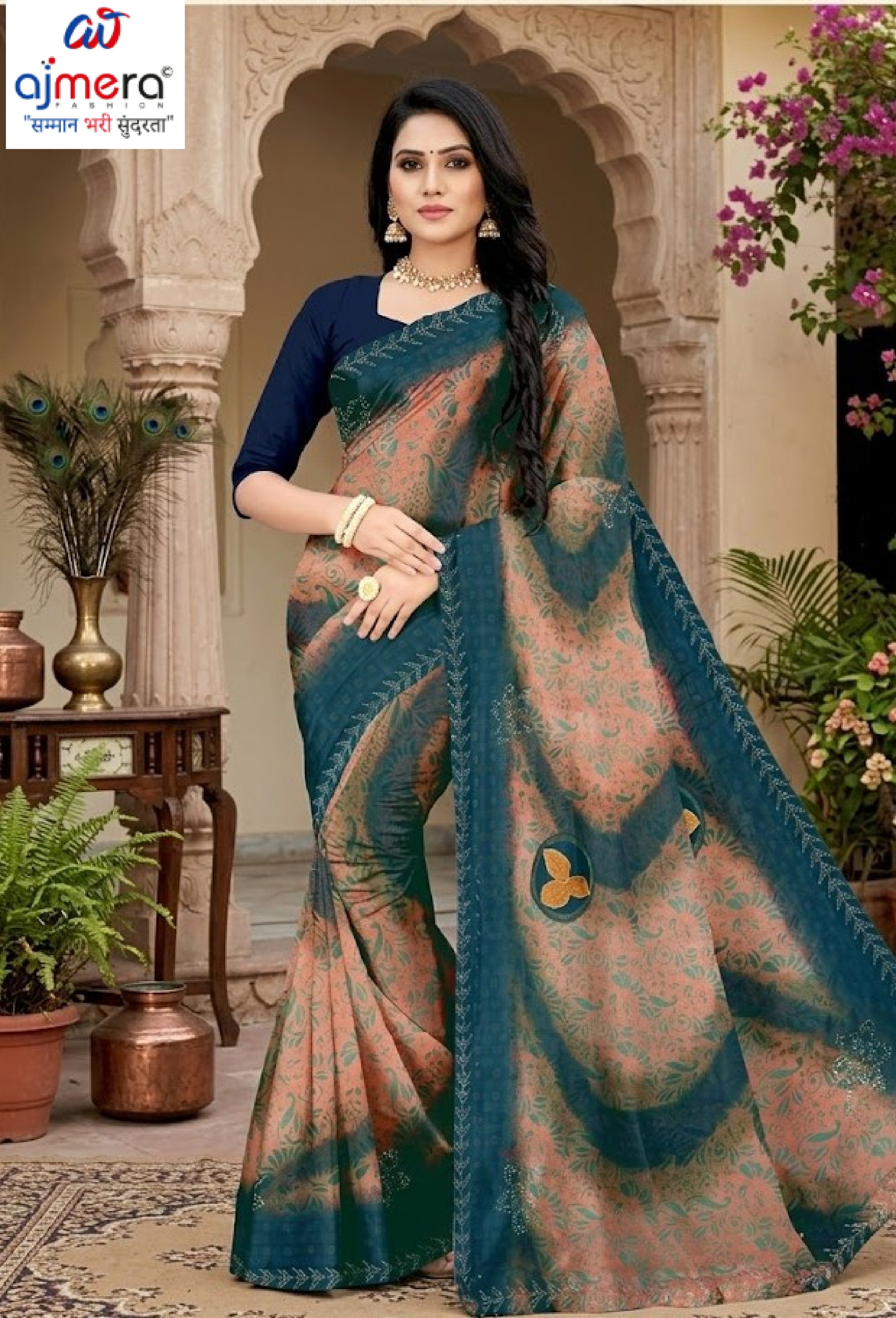 Weightless Print Loose Saree without Blouse for Premium Ethnic and Traditional Wear | APAR-BMW