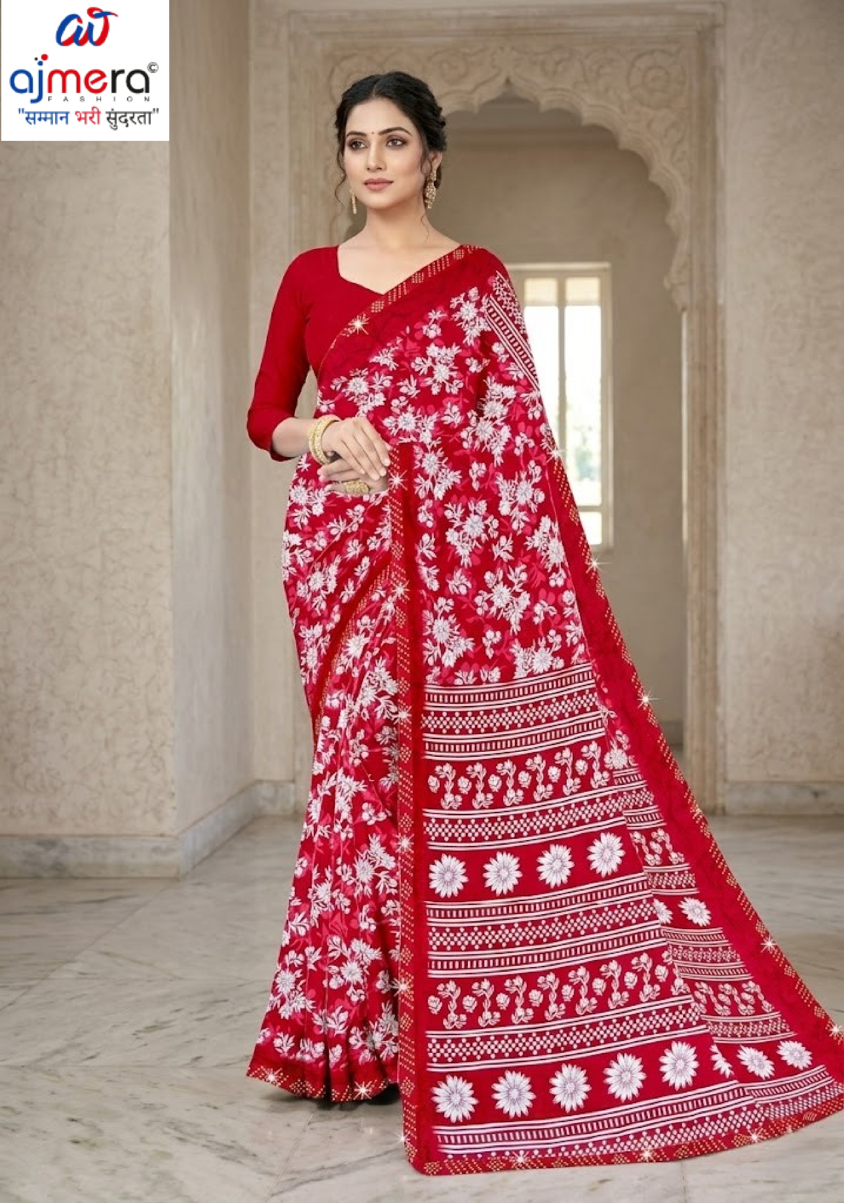 Premium Printed Saree with Matching Blouse Piece for Ethnic Elegance  | CAS-VARMALA