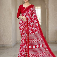 Premium Printed Saree with Matching Blouse Piece for Ethnic Elegance  | CAS-VARMALA