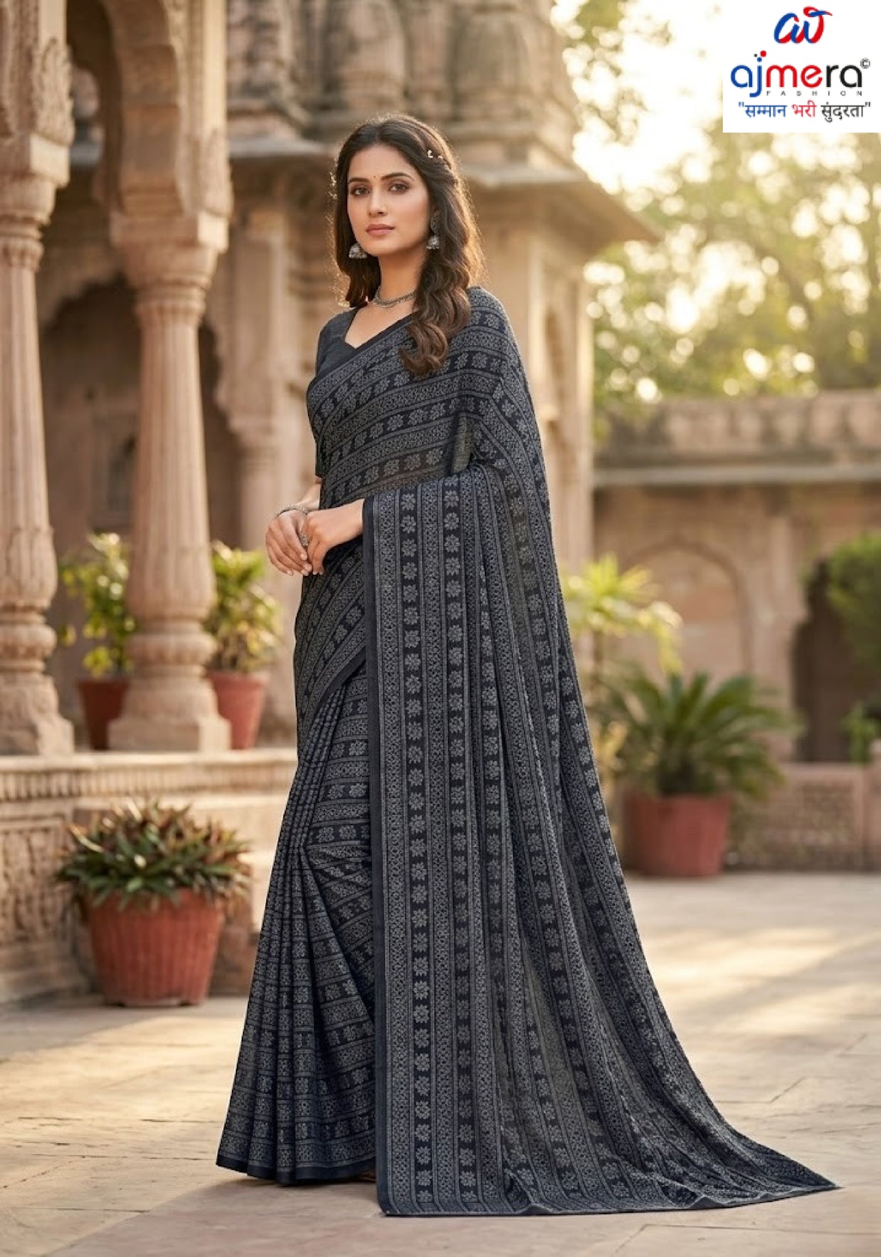 Classic Printed Saree with Blouse Piece for Timeless Traditional Style  | SSR-CALVIN