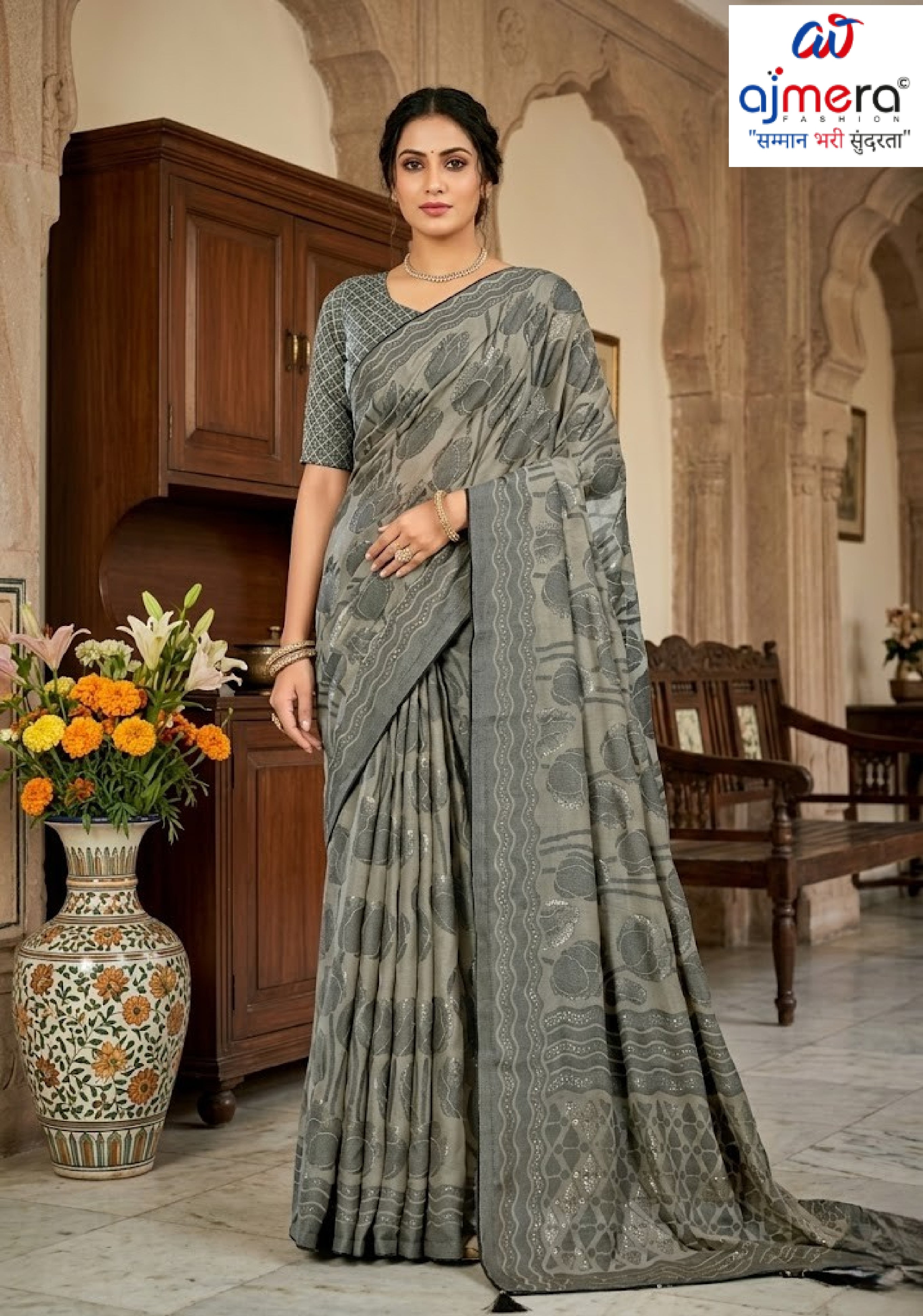 Premium Printed Saree with Matching Blouse Piece for Ethnic Elegance  | RDD-LANDMARK