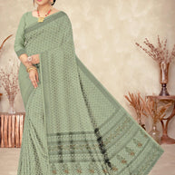 Printed Cotton Saree with Blouse Piece for Premium Ethnic and Traditional Wear | DFL-KARUNA-04
