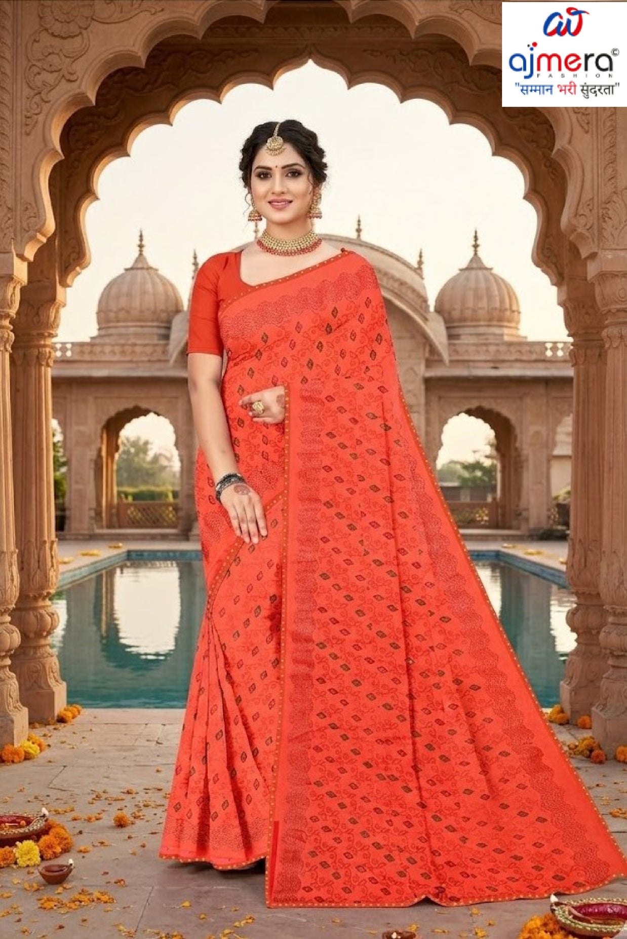 Chic Printed Saree with Blouse Piece for Sophisticated Ethnic Style | GPT-DHAMAKEDAR-4