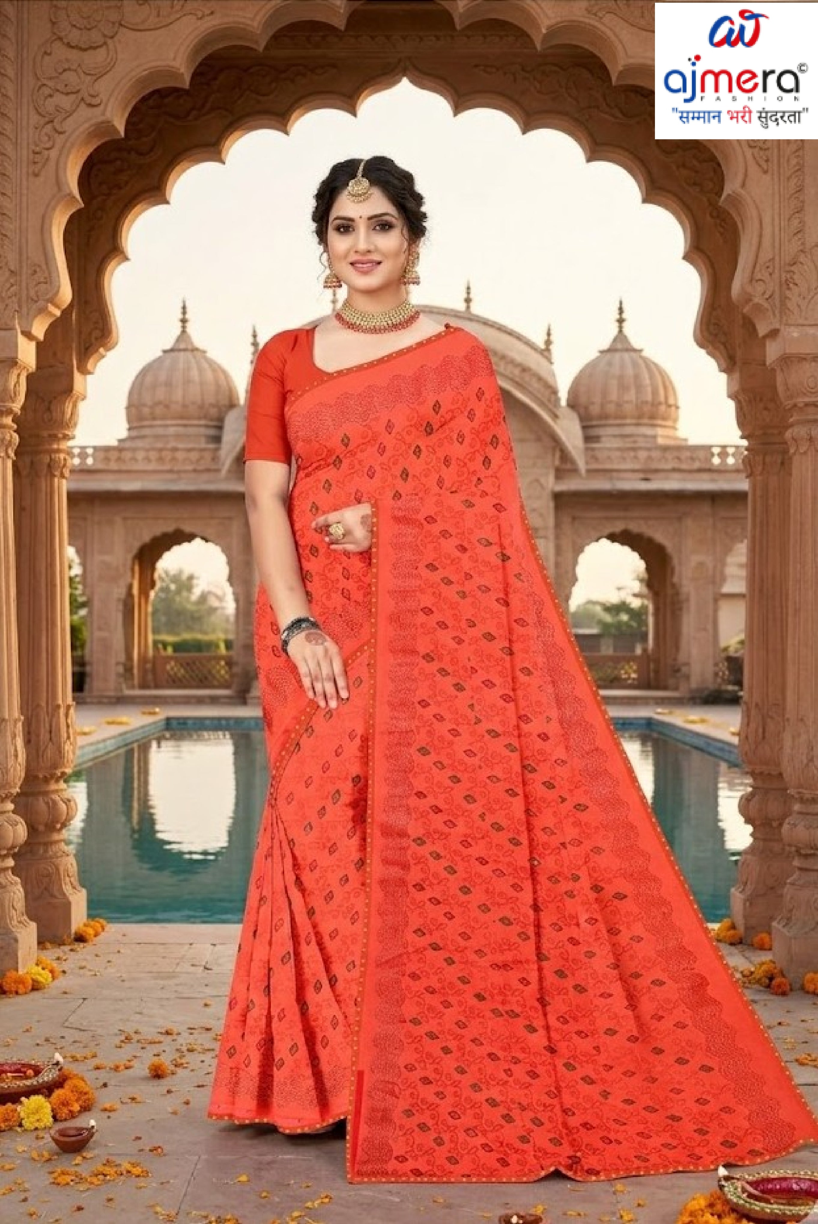 Chic Printed Saree with Blouse Piece for Sophisticated Ethnic Style | GPT-DHAMAKEDAR-4