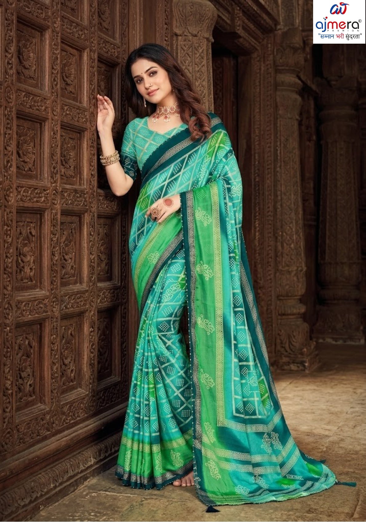 Elegant Printed Saree with Designer Blouse Piece for Festive Wear  | JS-PAYAL