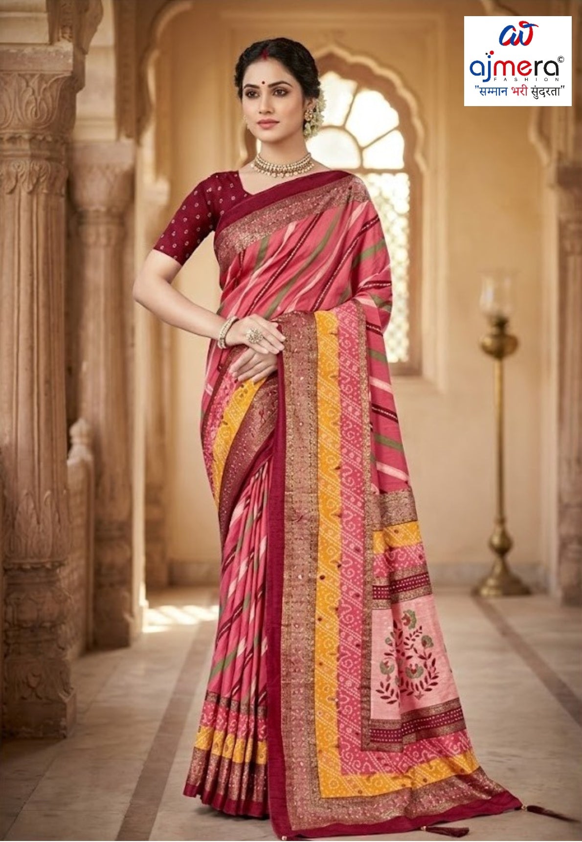 Stylish Printed Saree with Blouse Piece for Traditional Celebrations  | VER-BANJARAN-44228