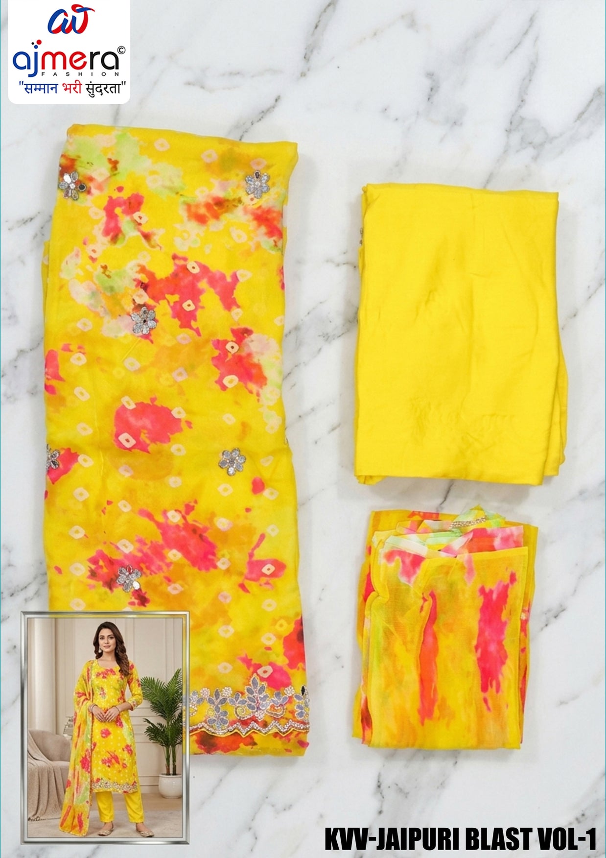 Premium Organza Unstitched Suit Set | KVV-JAIPURI BLAST VOL-1