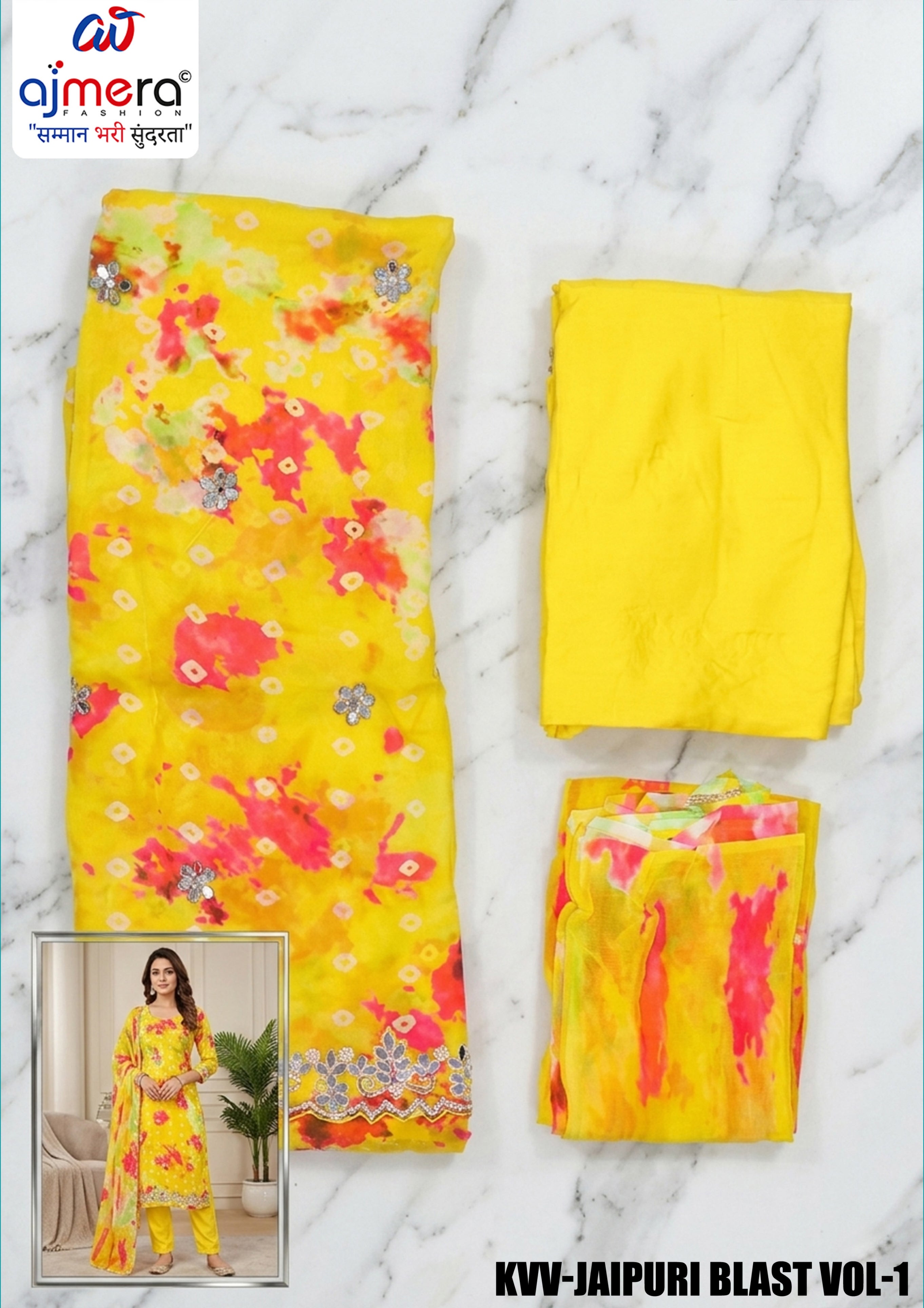 Premium Organza Unstitched Suit Set | KVV-JAIPURI BLAST VOL-1
