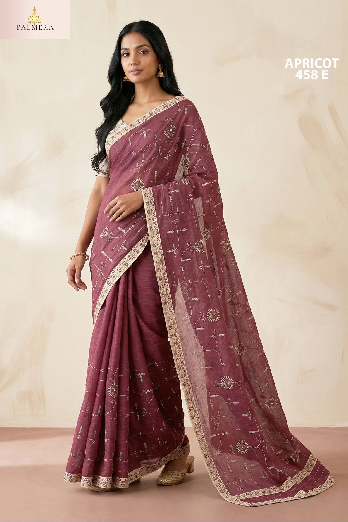 Apricot Khadi Saree with Blouse for Premium Ethnic and Designer Wear | ALL-APRICOT-458