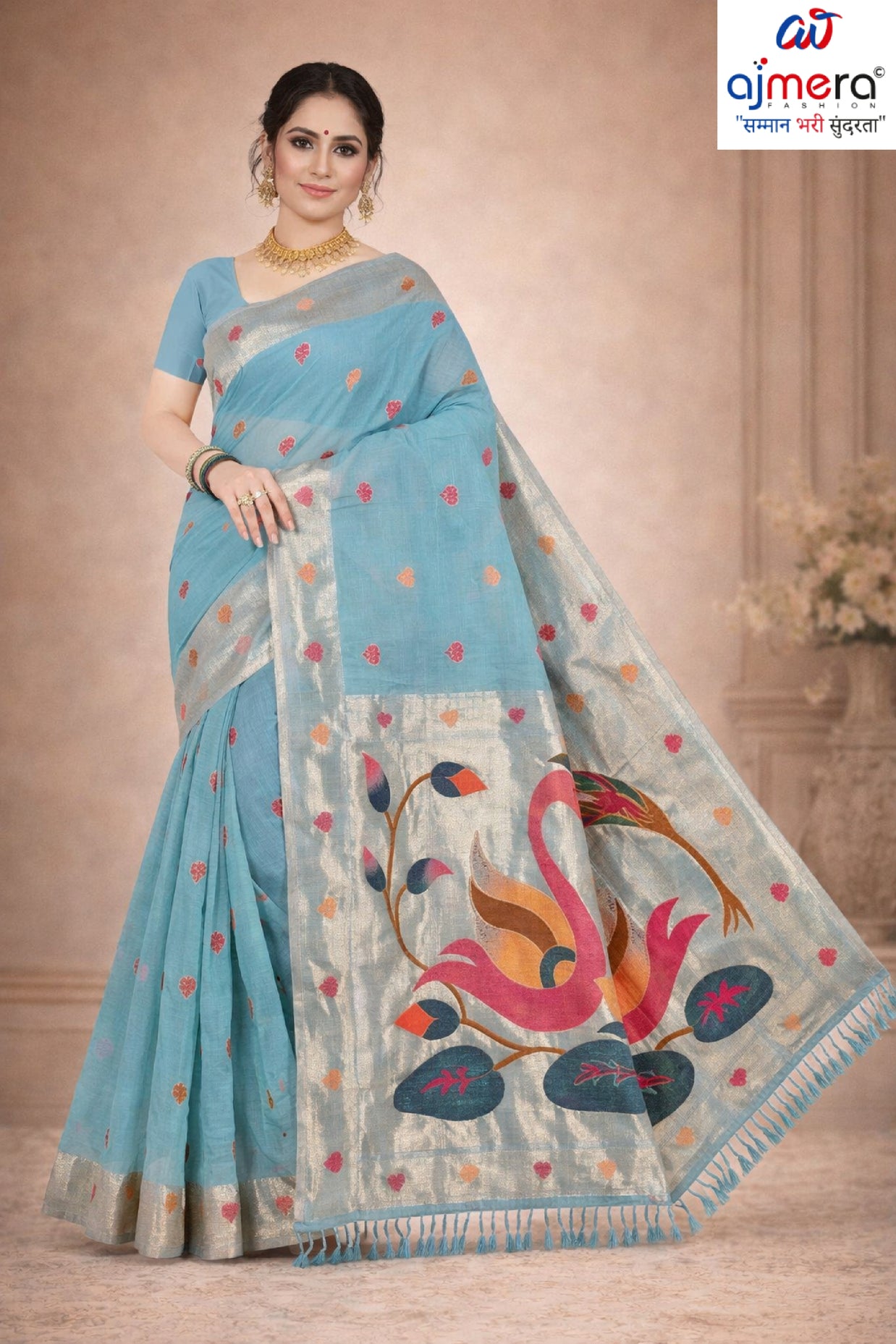 Contemporary Rapier Silk Matching Saree With Blouse Piece | DBU-GAHNA COTTON