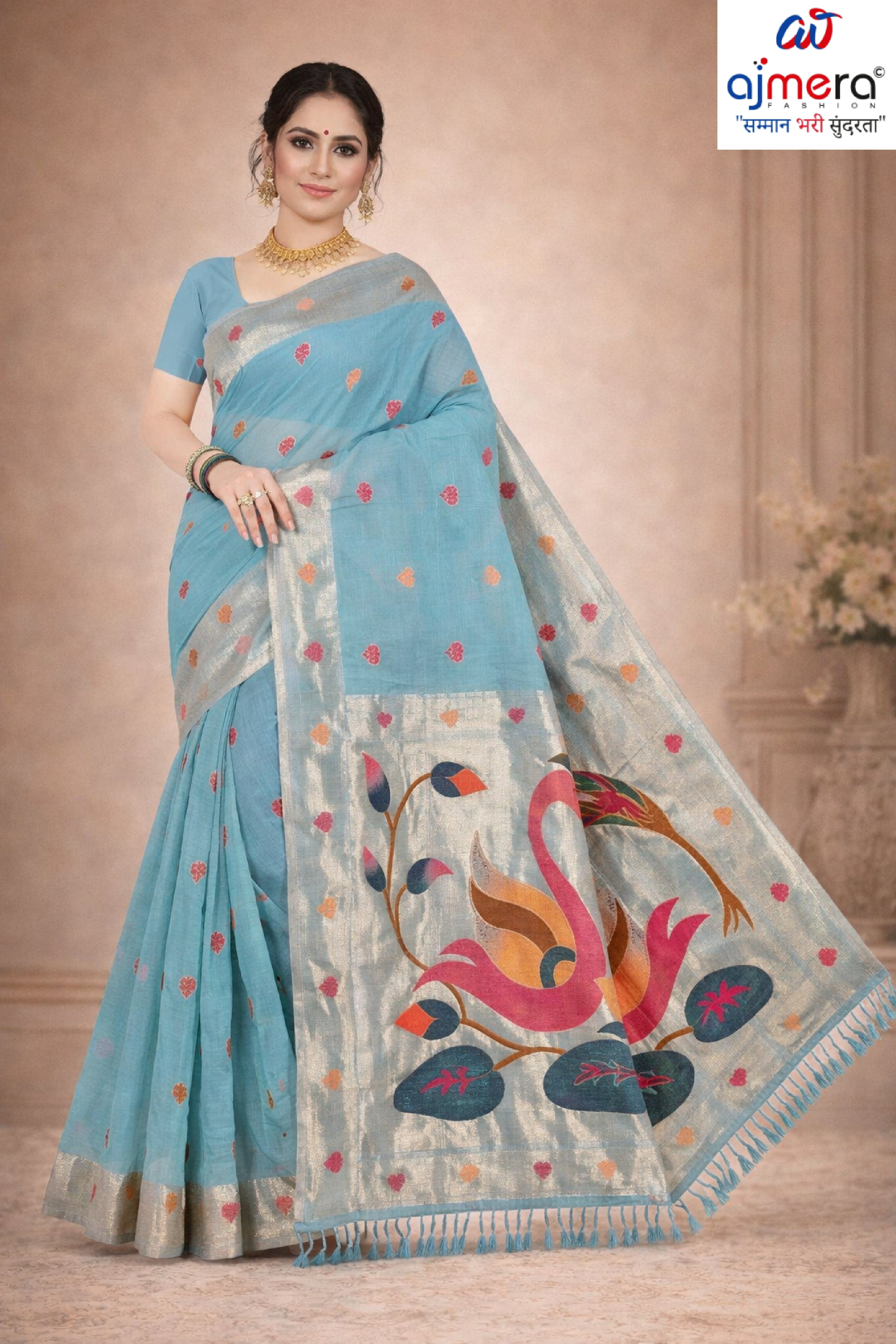 Contemporary Rapier Silk Matching Saree With Blouse Piece | DBU-GAHNA COTTON