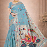 Contemporary Rapier Silk Matching Saree With Blouse Piece | DBU-GAHNA COTTON
