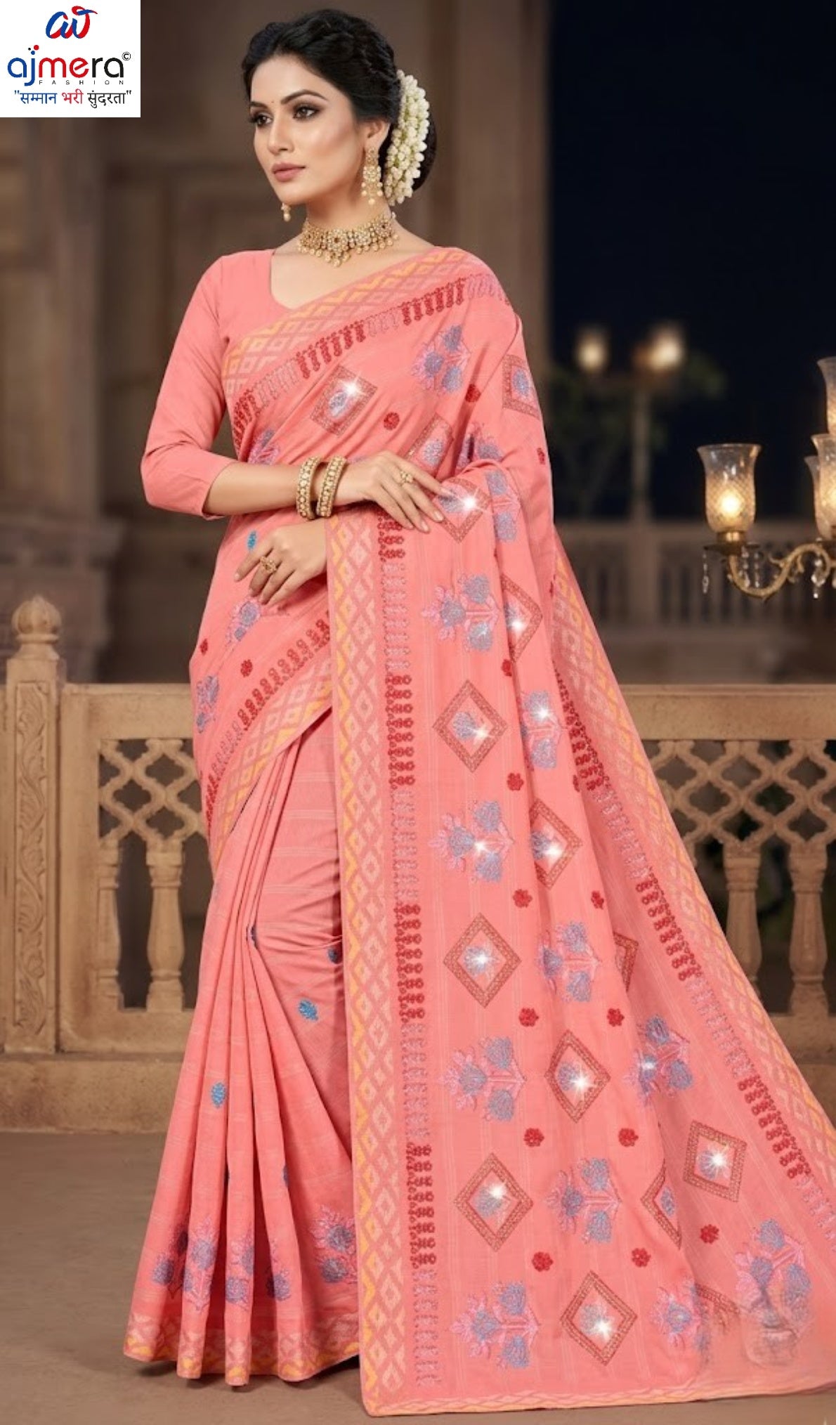 Fancy Cotton Saree with Without Blouse for Premium Ethnic and Traditional Wear | PJA-CHAM CHAM