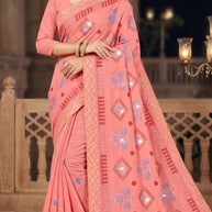 Fancy Cotton Saree with Without Blouse for Premium Ethnic and Traditional Wear | PJA-CHAM CHAM