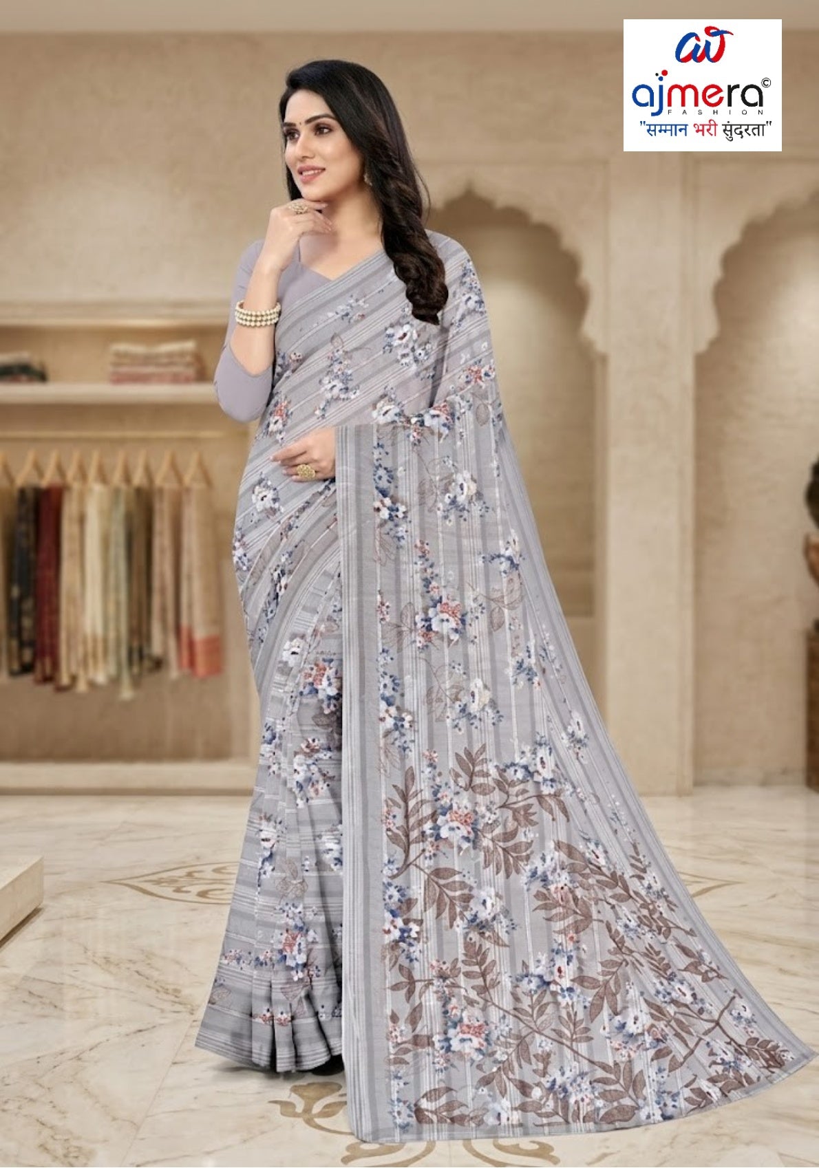 Classic Printed Saree without Blouse for Timeless Traditional Style | CAS-SMART SILK