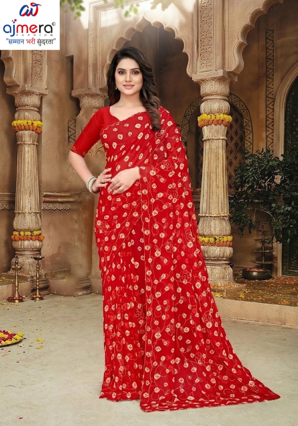 Elegant Printed Saree with Designer Blouse Piece for Festive Wear  | JS-VEDIKA