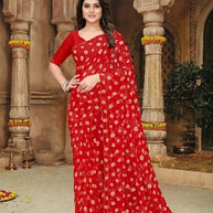 Elegant Printed Saree with Designer Blouse Piece for Festive Wear  | JS-VEDIKA