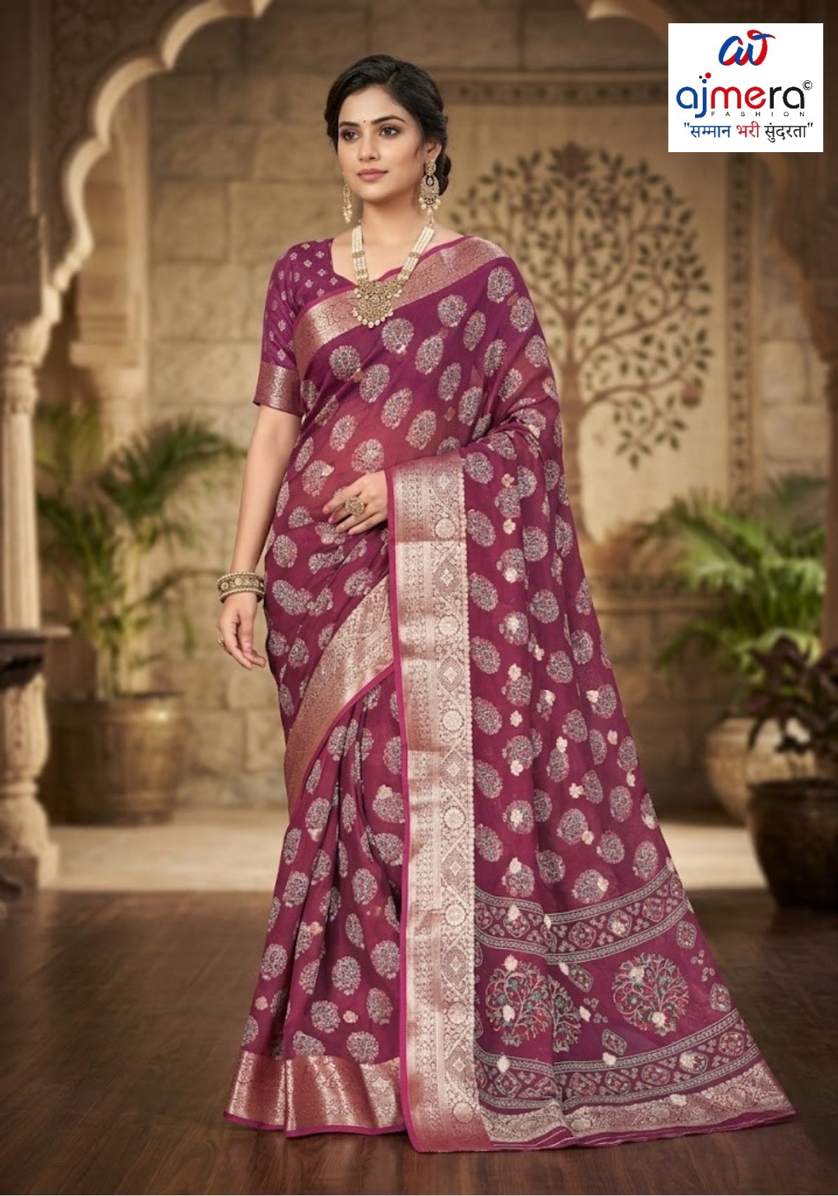 Contemporary Printed Saree with Blouse Piece for Premium Wear | VER-NAZAKAT-42546