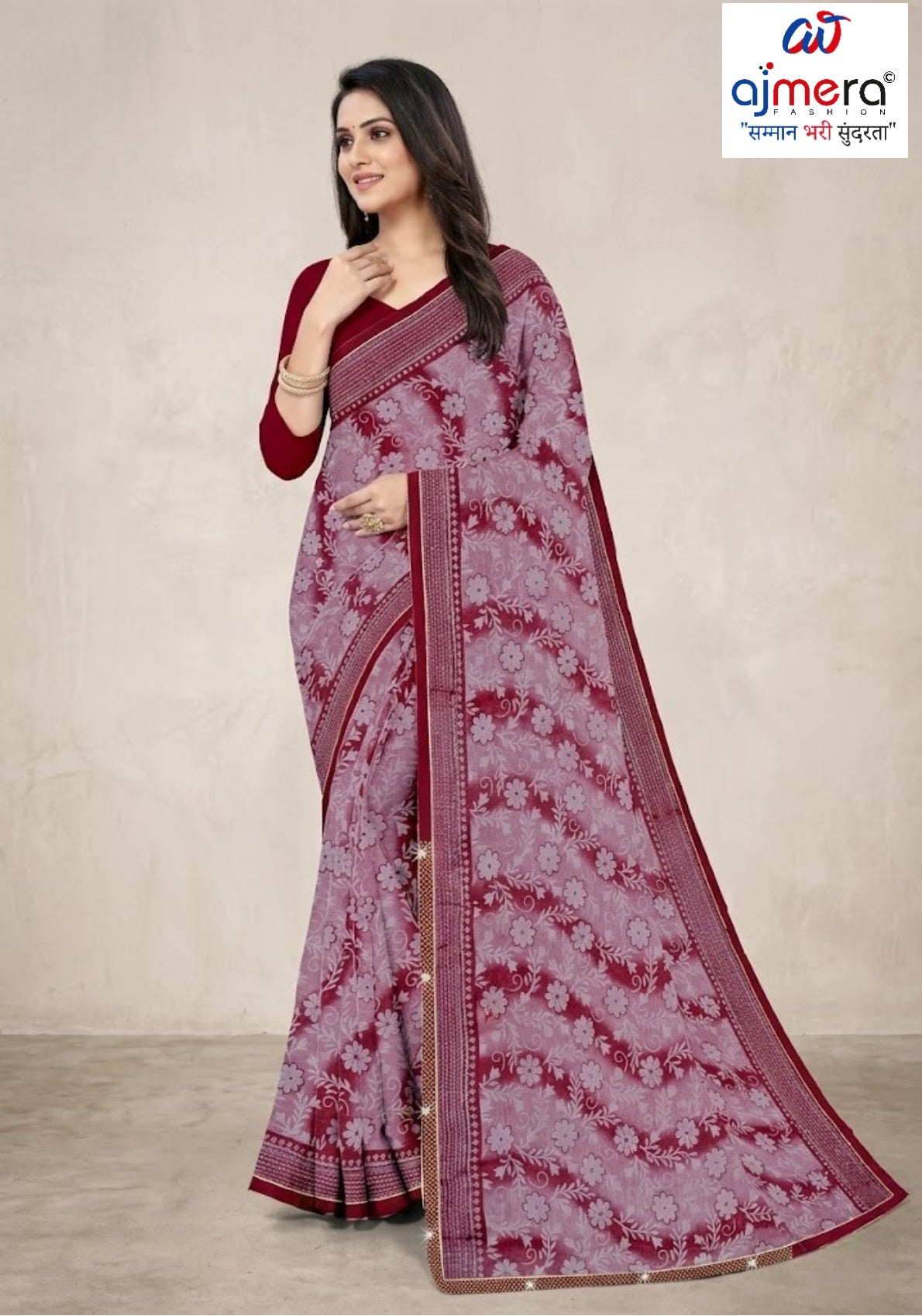 Zomato Print Loose Saree with Blouse for Premium Ethnic and Traditional Wear | CAS-GALAXY