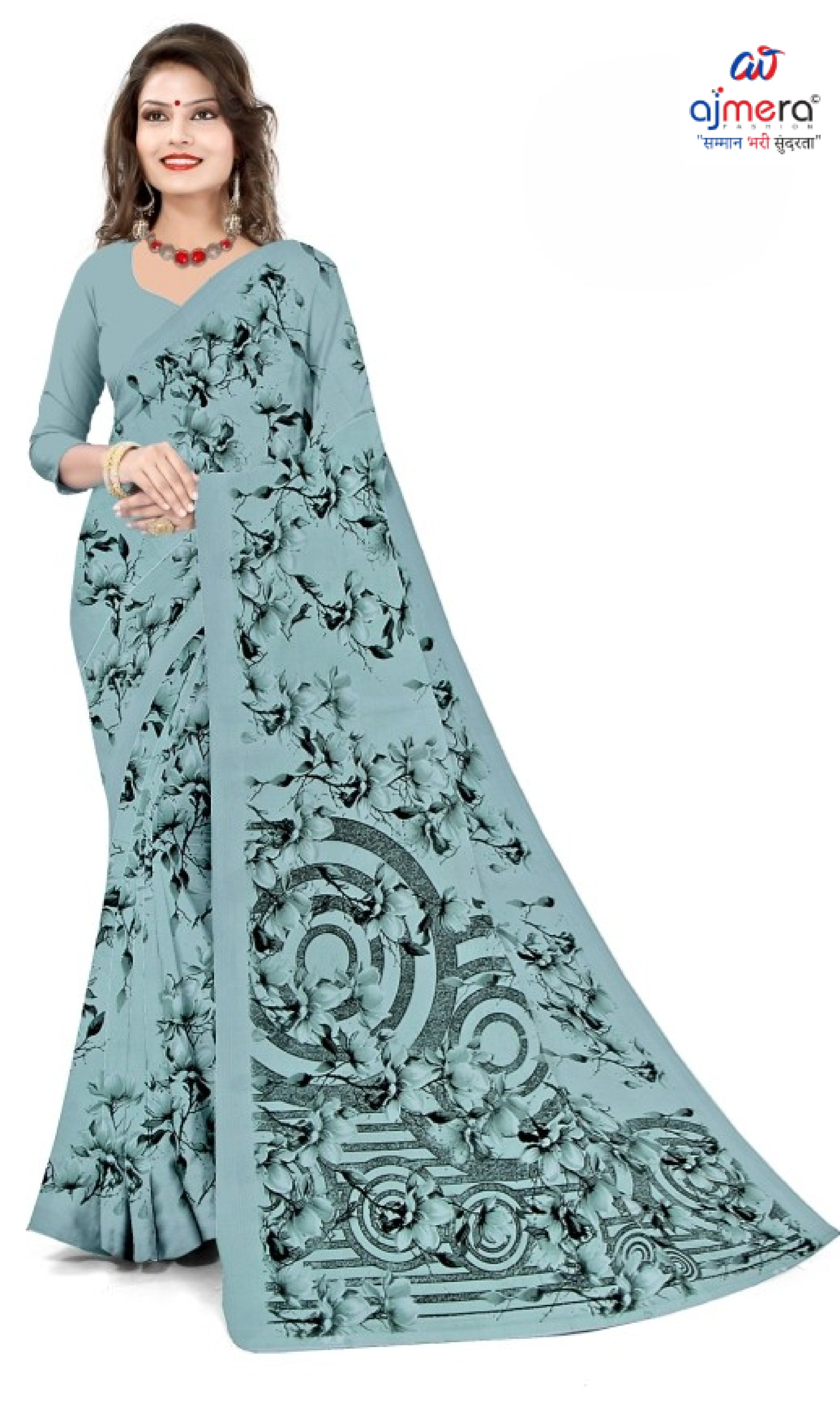 Fashionable Printed Saree with Blouse Piece for Festive Collection | CAS-PURE GEORGEATE