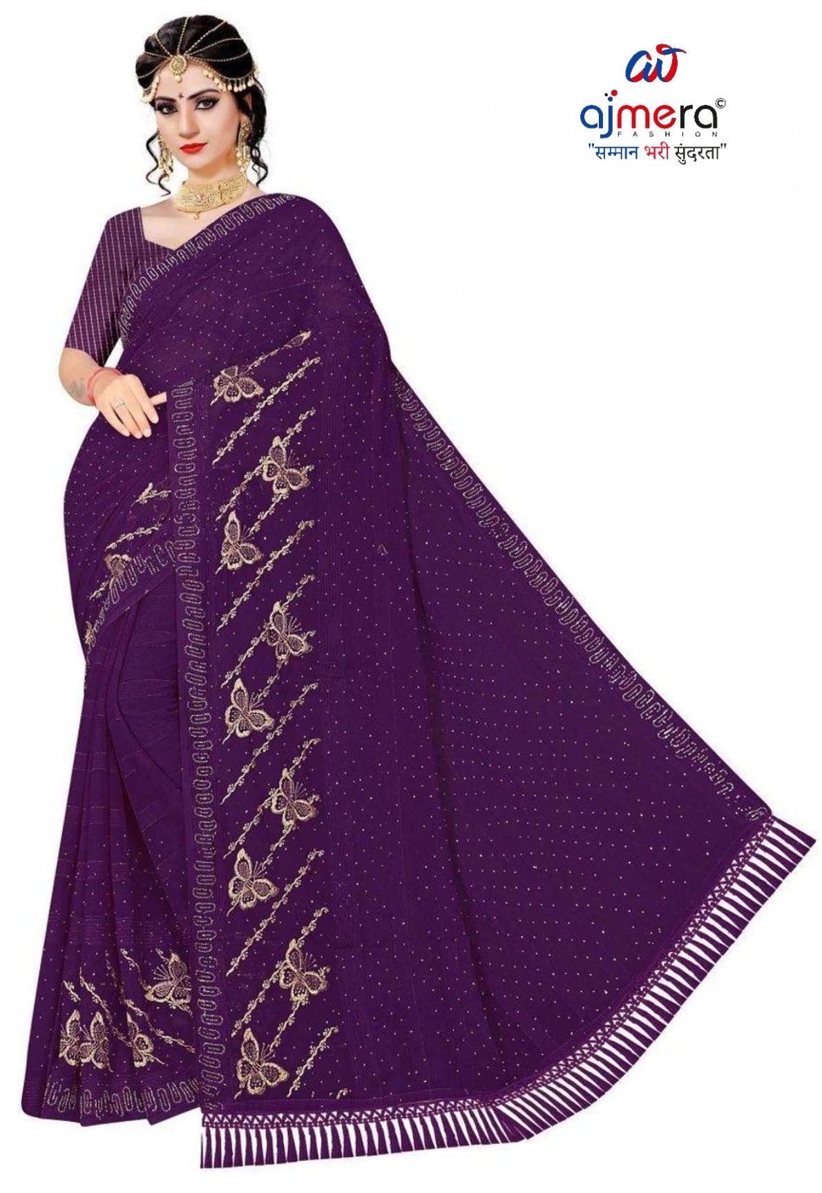 Soft Lycra Matching Saree with Blouse Piece for Premium Ethnic and Traditional Wear | VKM-KACHE DHAGE