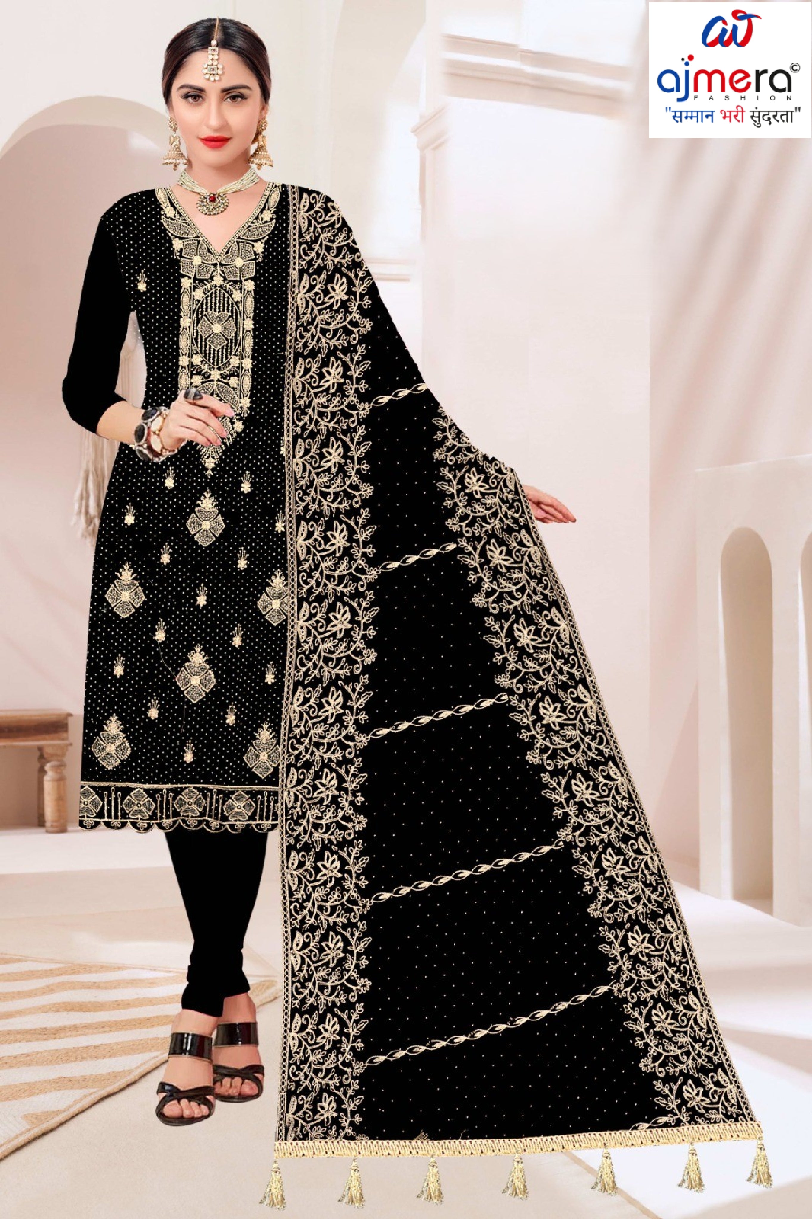 Premium Jaam Unstitched Suit Set | KVF-PINKY