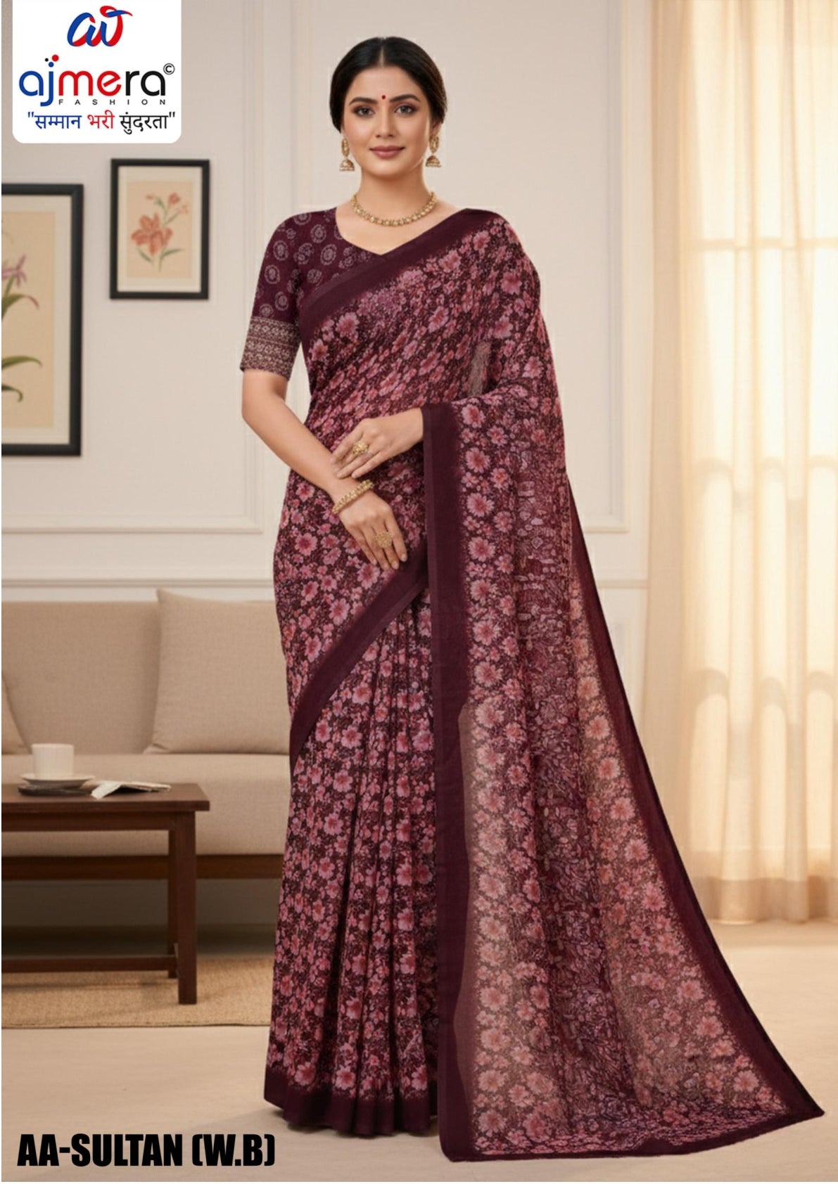 Ranial Print Loose Saree with Blouse for Premium Ethnic and Traditional Wear | AA-SULTAN{W.B}