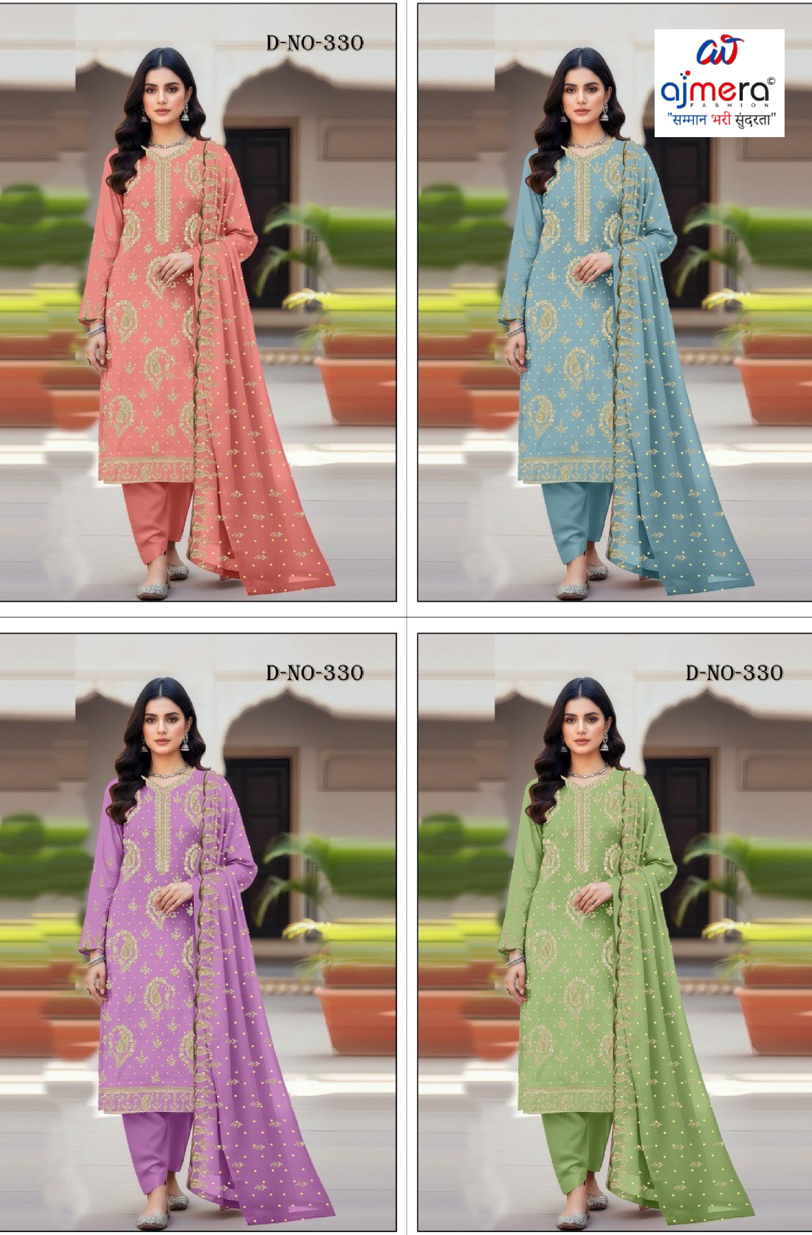 Premium Designer Unstitched Suit Set | YF-LALLANTOP-6