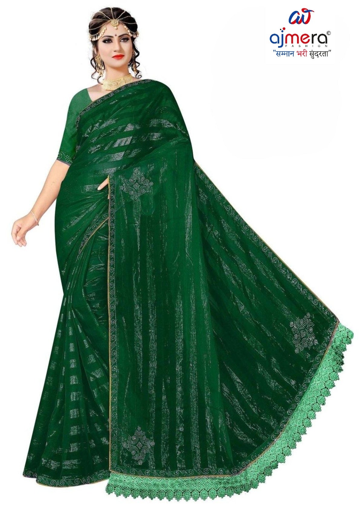 Rimzim Designer Dyed Matching Saree with Blouse Piece for Premium Ethnic and Traditional Wear | TIK-MOTU PATLU