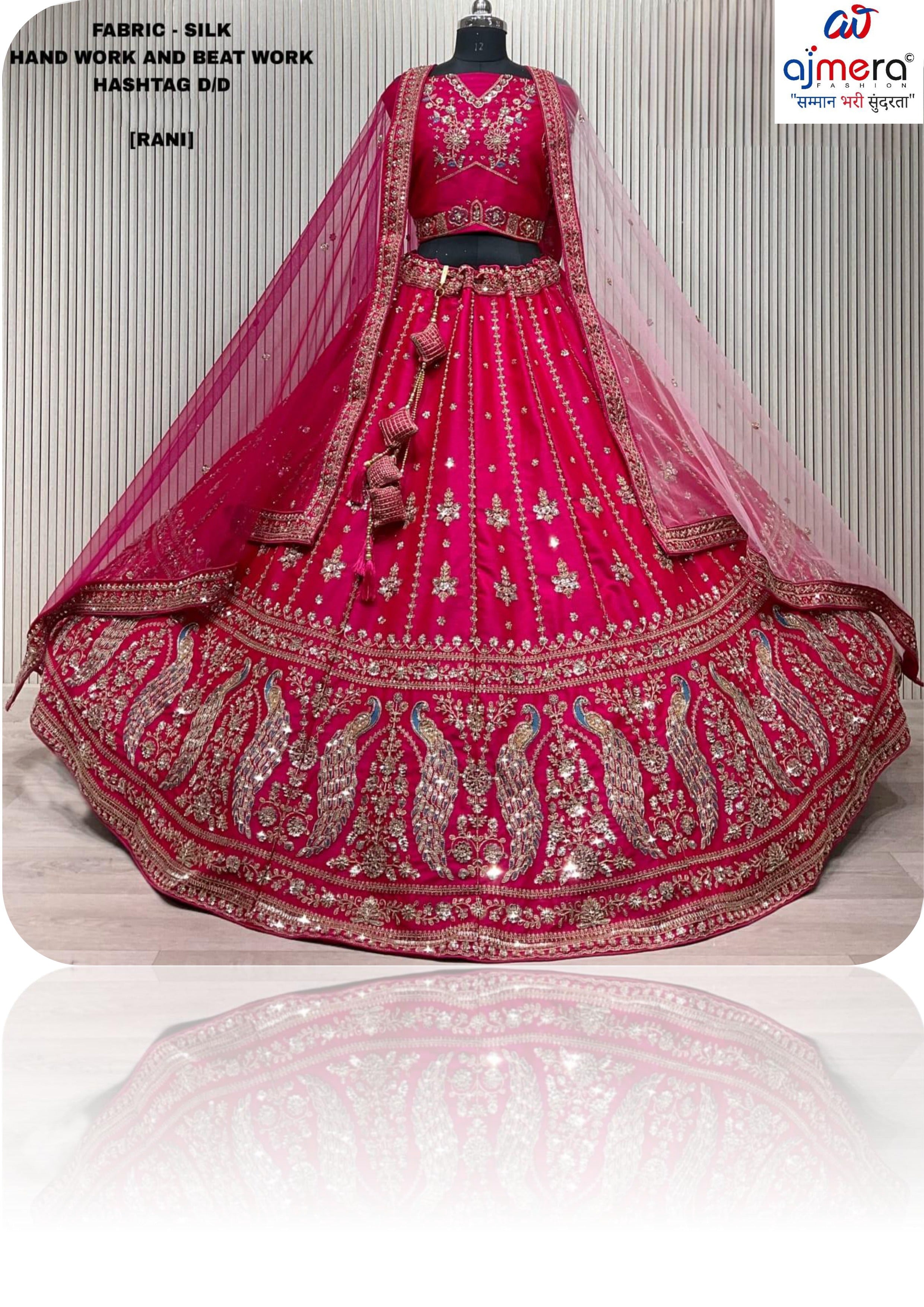 Hand Work And Beads Work Lehenga Choli With Dupatta Manufacturer Supplier Exporter|ABF-HASHTAG