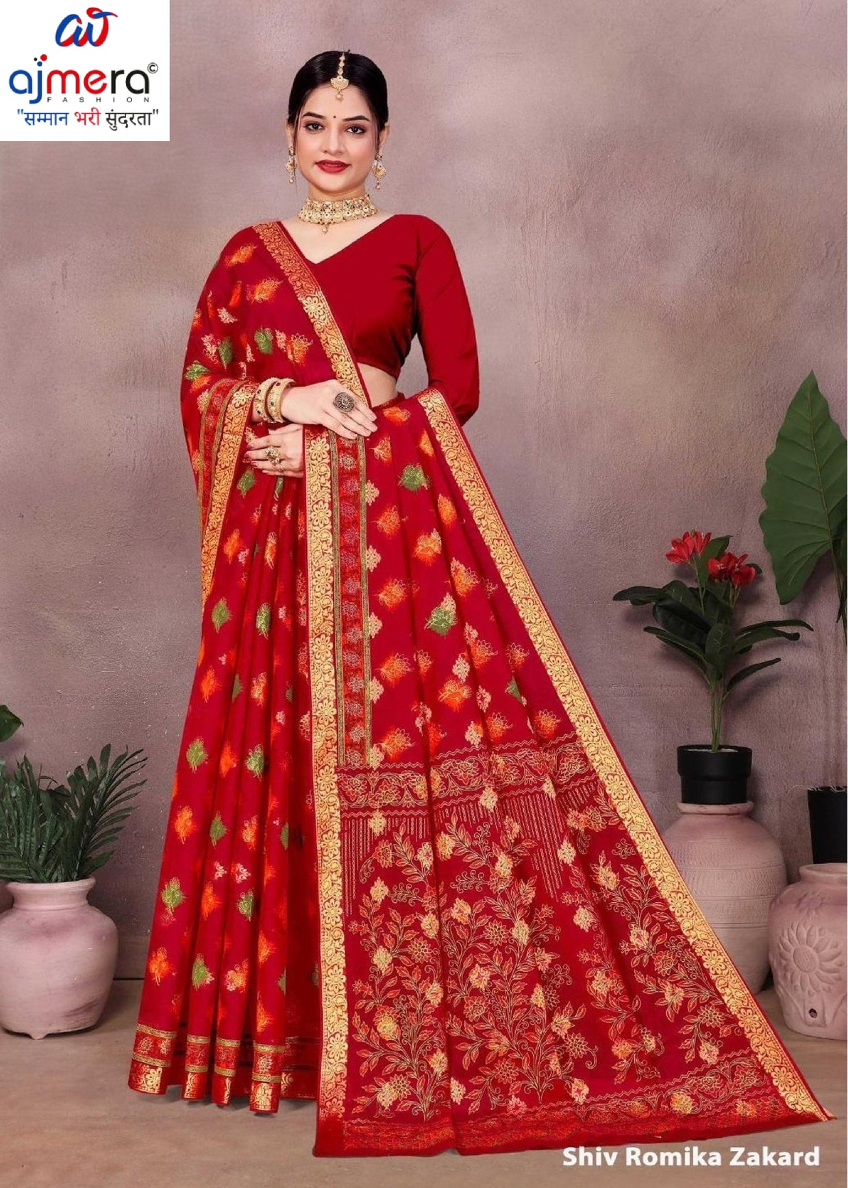 Pure Cotton Saree with Without Blouse for Premium Ethnic and Traditional Wear | MSS-SHIV ROMIKA SILK RED