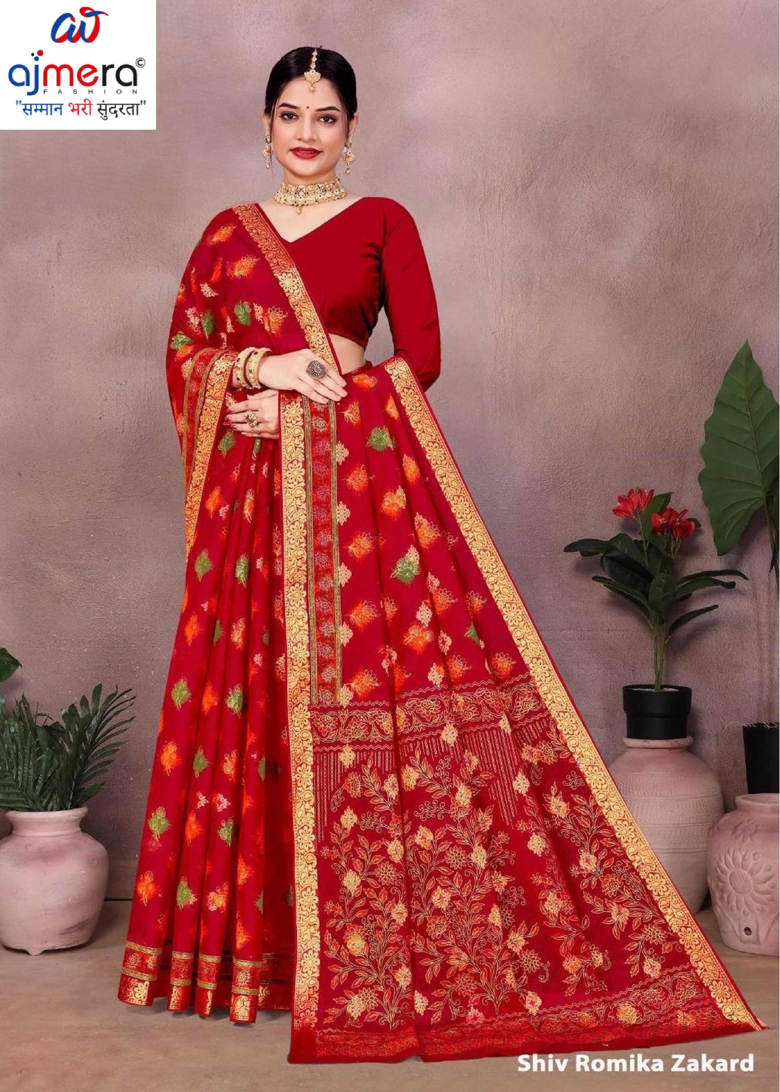 Pure Cotton Saree with Without Blouse for Premium Ethnic and Traditional Wear | MSS-SHIV ROMIKA SILK RED