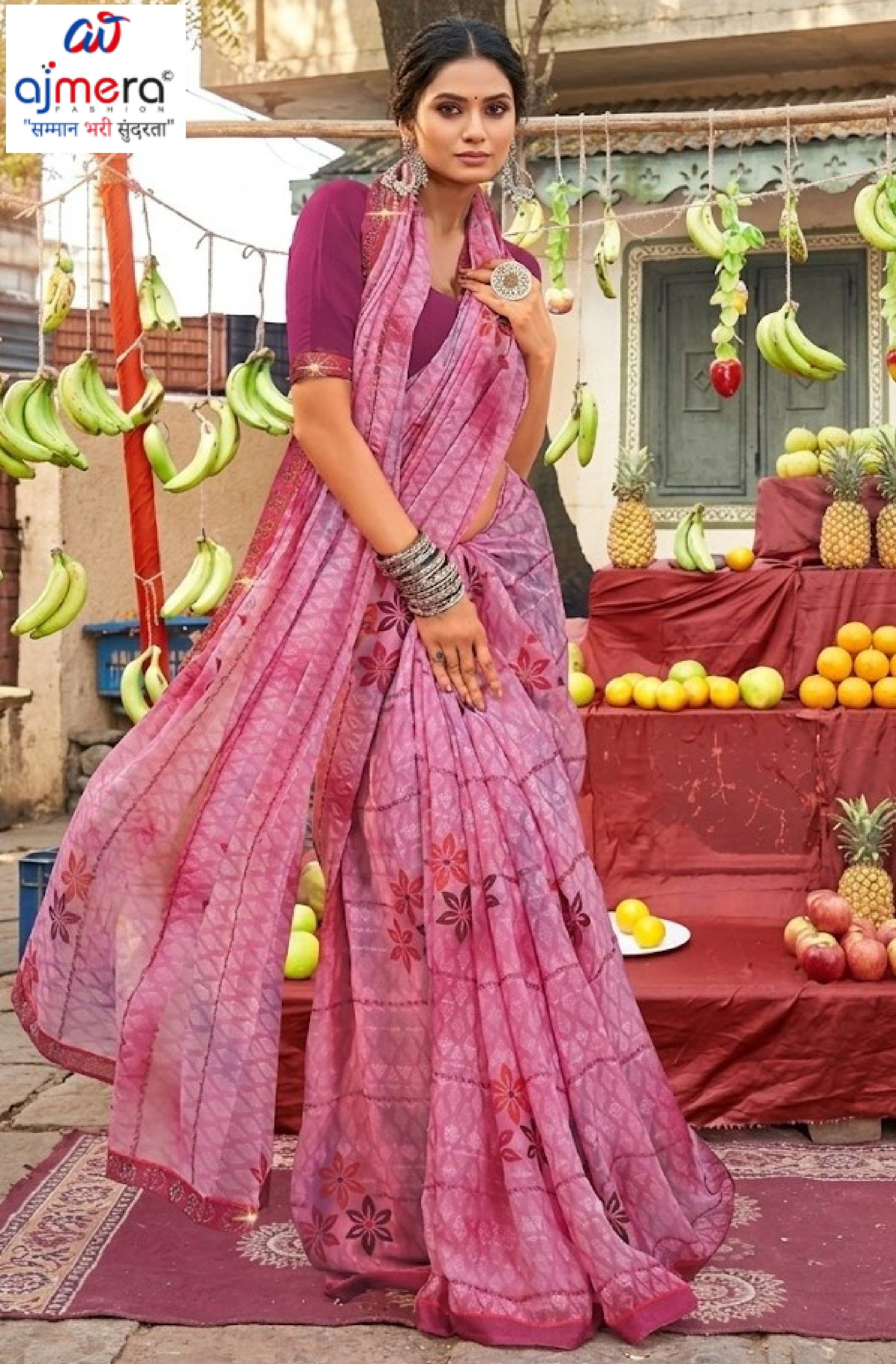 Designer Printed Saree with Blouse Piece for Special Occasions | PRM-PARI