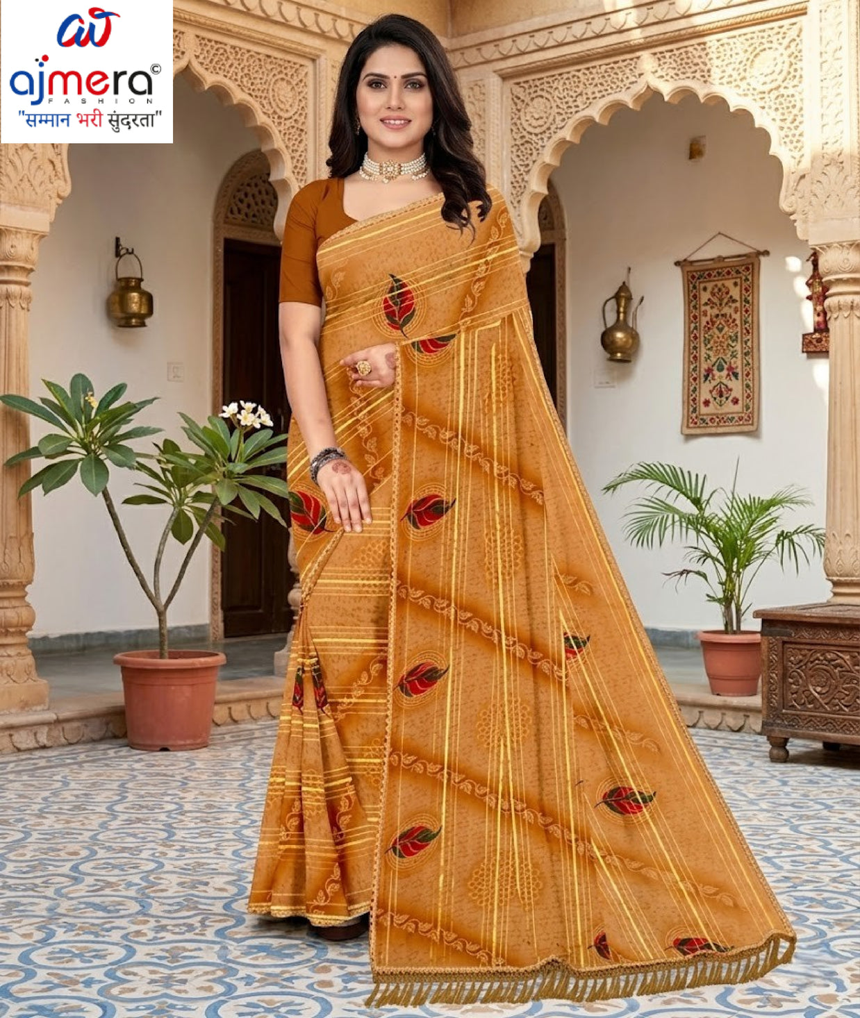 Premium Printed Saree with Matching Blouse Piece for Ethnic Elegance  | GPT-BIJLI-1