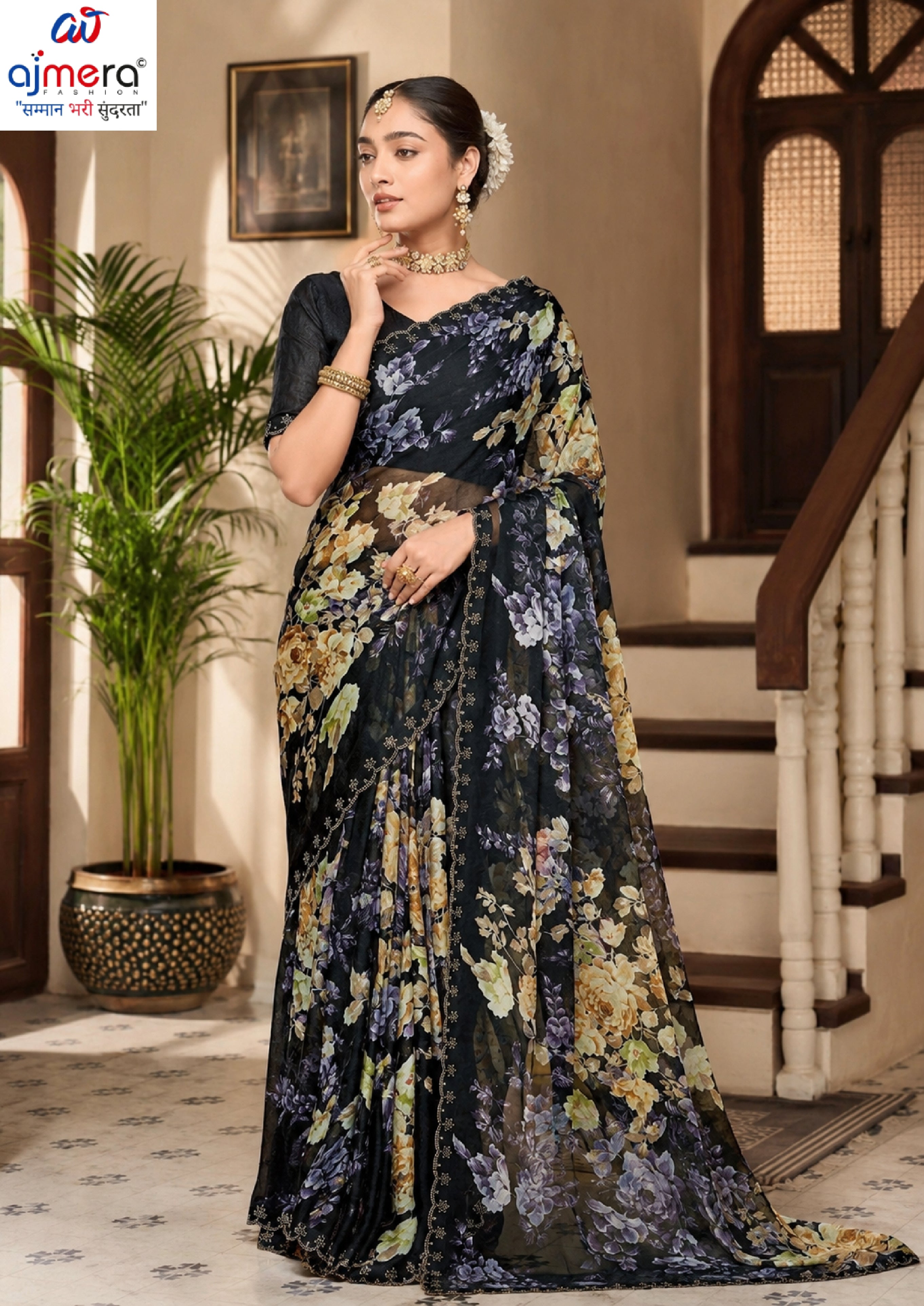 Premium Printed Saree with Matching Blouse Piece for Ethnic Elegance  | RDD-TANUJA