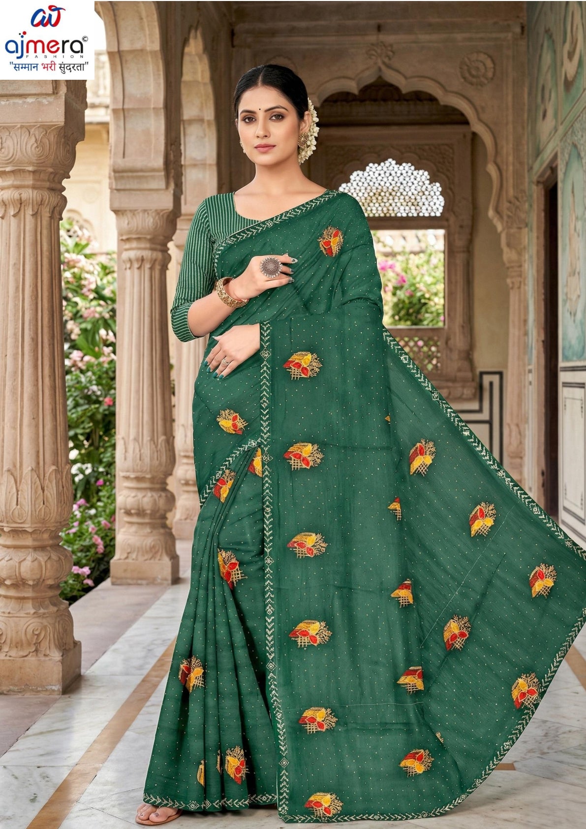 Dyed Matching Saree Wholesaler with Blouse Piece for Premium Ethnic and Traditional Wear | VKM-SUJATA