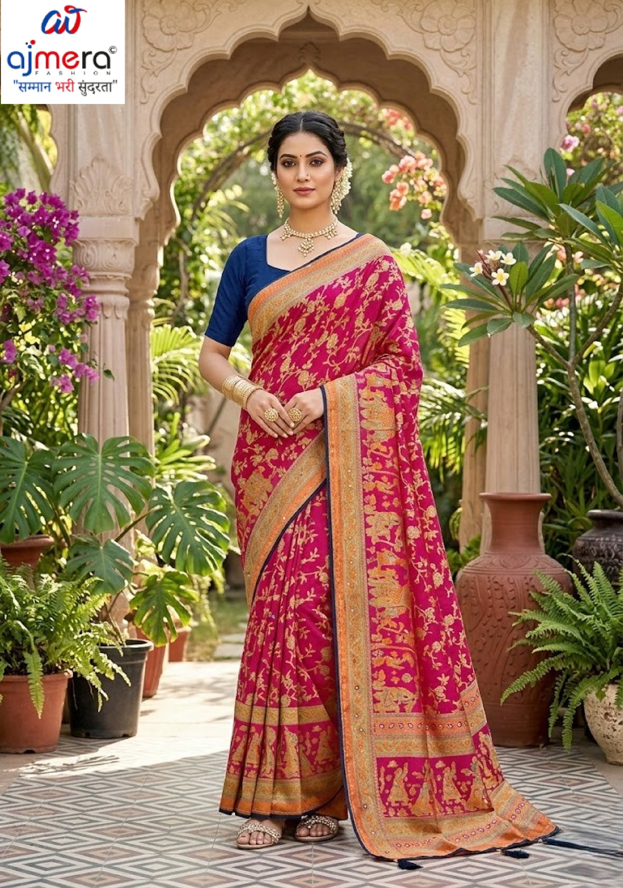 Designer Printed Saree with Blouse Piece for Special Occasions | VDT-TESLA BRASSO-01